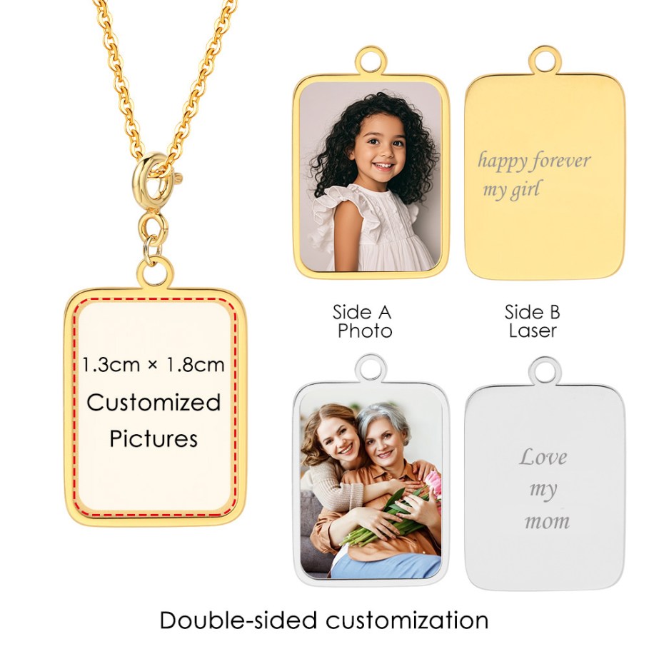 Men Accessories Bracelet - Customized Photo Letter Flag Pendant Necklace