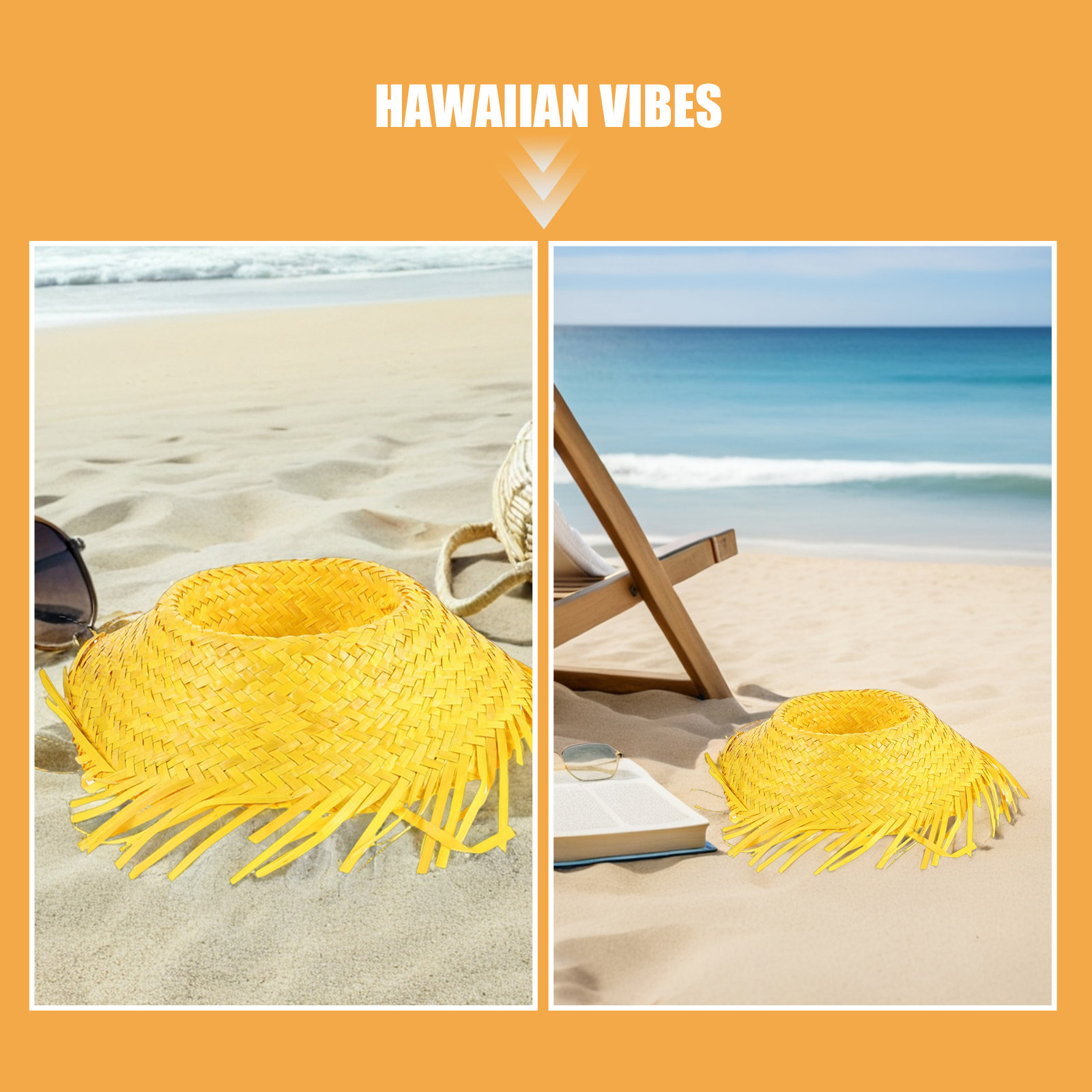 3Pcs Hawaiian Straw Hat Tropic - Men'S Vacation Accessories ulasan dan harga