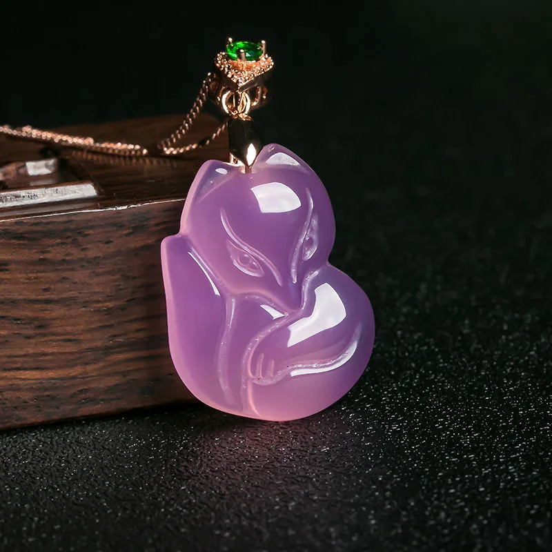 Natural Purple Agate Fox Penda - Men Accessories Chain ulasan dan harga