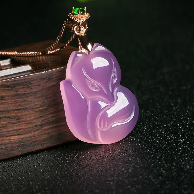 Natural Purple Agate Fox Penda - Men Accessories Chain ulasan dan harga