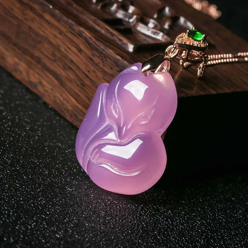 Natural Purple Agate Fox Penda - Men Accessories Chain ulasan dan harga