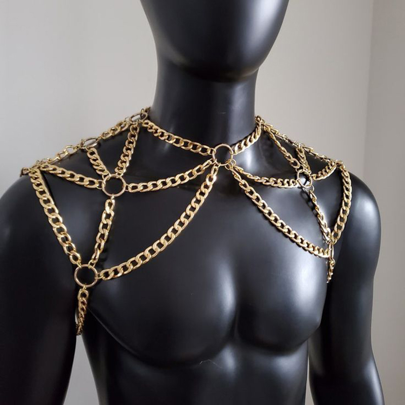 Punk Men Shoulder Body Chain B - Men Accessories Chain ulasan dan harga