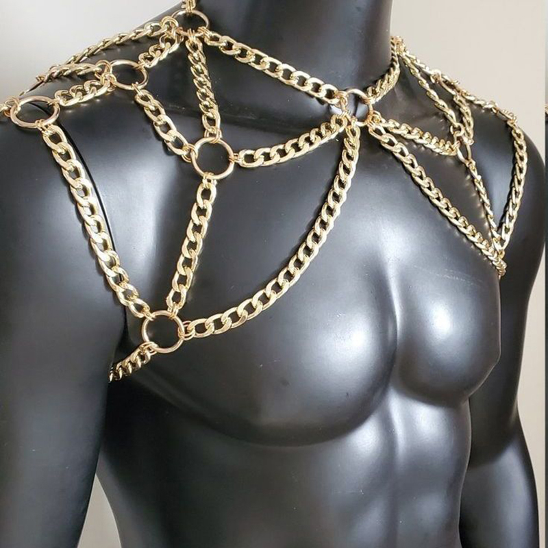 Punk Men Shoulder Body Chain B - Men Accessories Chain ulasan dan harga